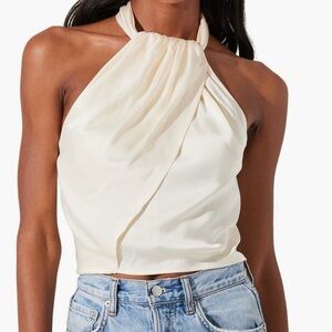 ASTR DRAPED HALTER NECK TOP